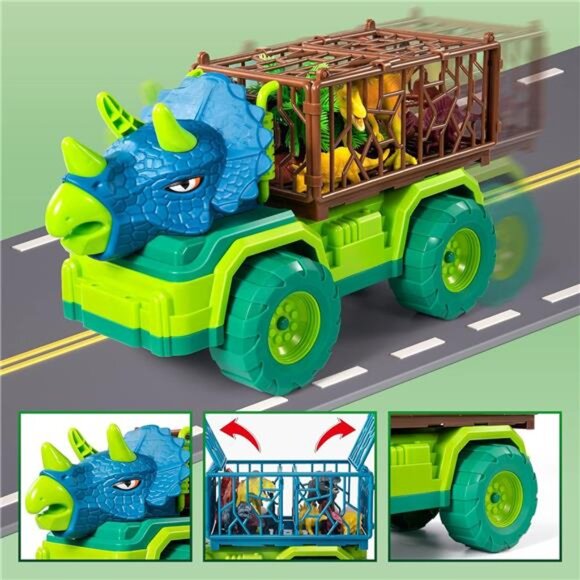 Dinosaur Truck Toy 3-5 Years, Triceratops Transport Car Carrier - Picture 4 of 7